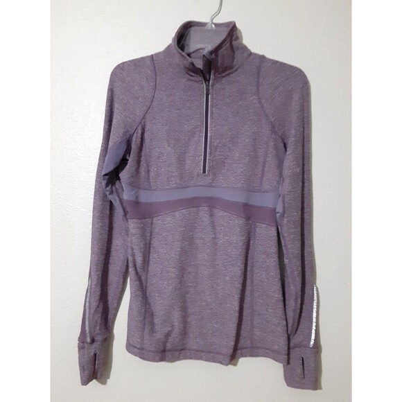 Lululemon size 8 Pull-Over Top Long Sleeve Cold 1/4 zip Hands Warm Heart Purple - Picture 1 of 9